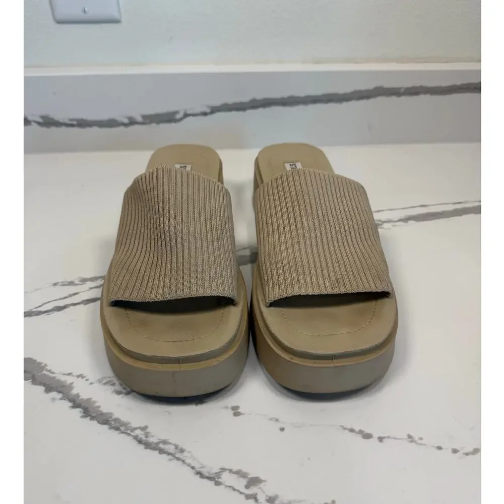 Steve Madden Platform Slip Ons Y2K Style Slides Shoes Women's Size 10‎ Beige